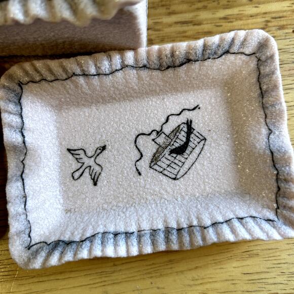 Vintage Ardalt Japan Lenwile China Cigarette box + 2 ashtrays pink ladies 6008E - Picture 9 of 11